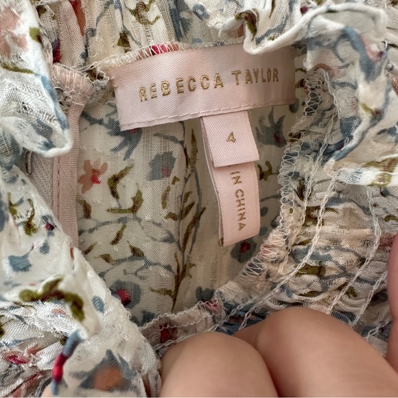 Rebecca Taylor silk floral ruffled mini dress, sheer with slip dress - Picture 2 of 8